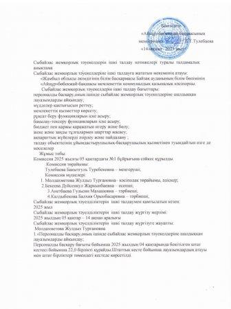 Сыбайлас  жемқорлық  тәуекелдерін  ішкі  талдау  нәтижелері  туралы талдамалық  анықтама
