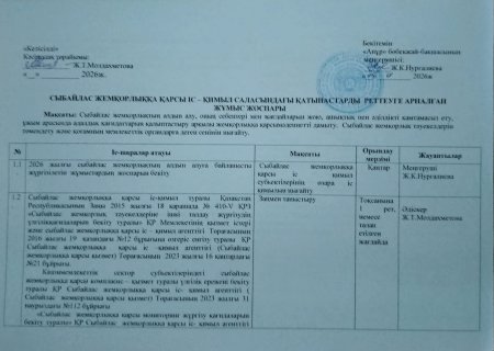 Сыбайлас жемқорлыққа қарсы  іс-қимыл саласындағы қатынастарды реттеуге арналған жұмыс жоспары